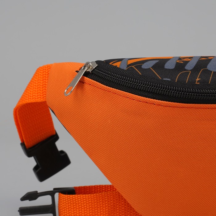 Сумка поясная "Абстракция"", отдел на молнии, регулируемый ремень, оранжевый/чёрный