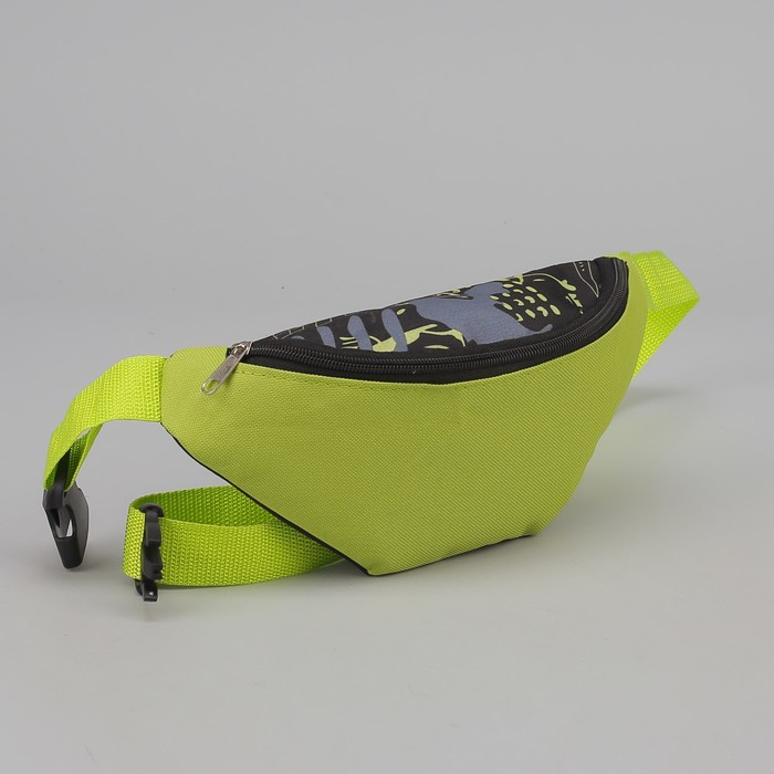 Сумка поясная "Абстракция", отдел на молнии, регулируемый ремень, цвет салатовый/чёрный