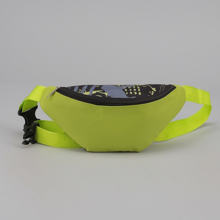 Сумка поясная "Абстракция", отдел на молнии, регулируемый ремень, цвет салатовый/чёрный