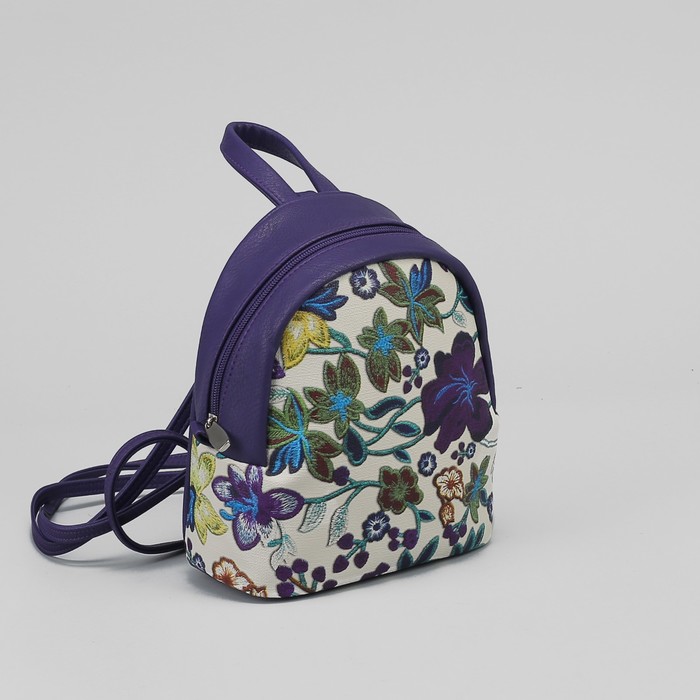 Рюкзак молодёжный "Цветы", отдел на молнии, наружный карман, цвет фиолетовый