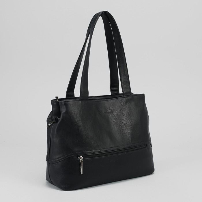 Сумка женская, отдел на клапане, наружный карман, цвет чёрный