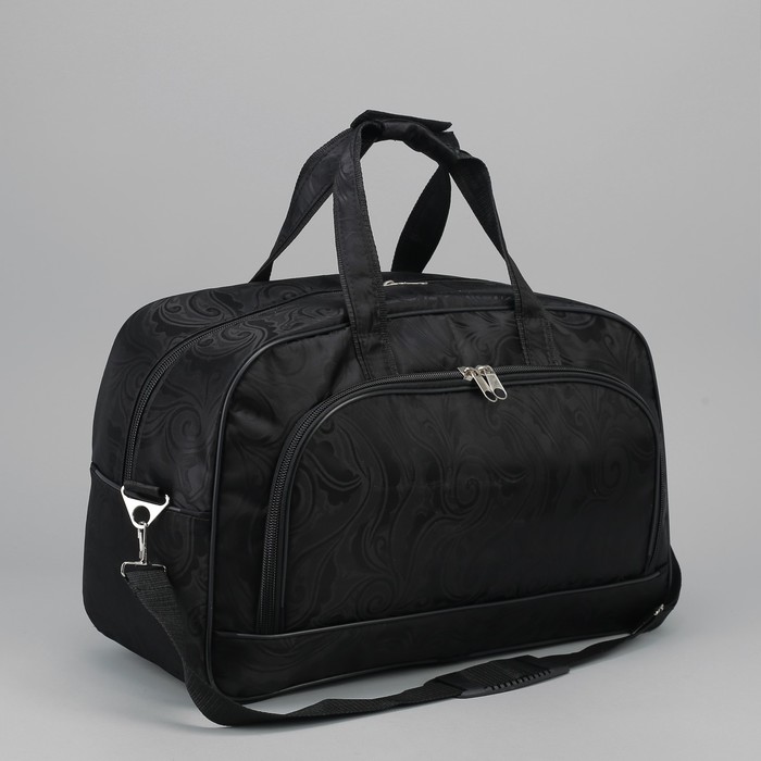 Сумка дорожная, 1 отдел, 2 наружных кармана, длинный ремень, цвет чёрный