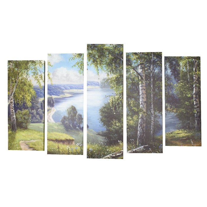 Модульная картина на подрамнике "Летняя тишина" 2-25х64, 2-25х71,1-25х80 125*80 см