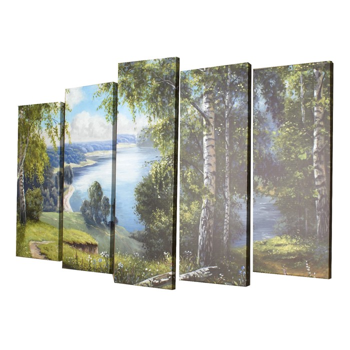 Модульная картина на подрамнике "Летняя тишина" 2-25х64, 2-25х71,1-25х80 125*80 см
