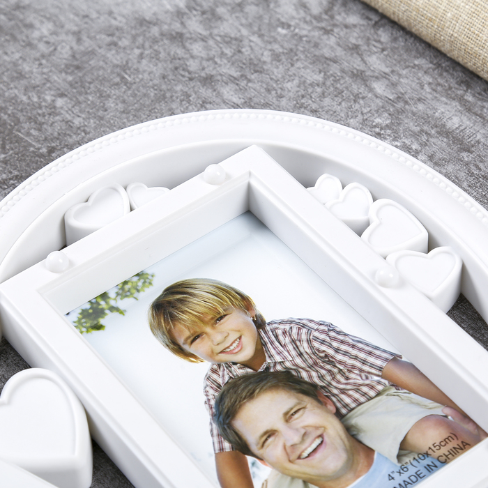 Фоторамка на 2 фото 10х15 см свет 10 диодов "Сердце" белая 32,5х35х3 см