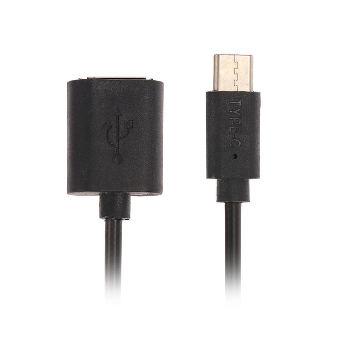 OTG кабель LuazON, Type-C - USB, 1 А, 0.14 м, чёрный