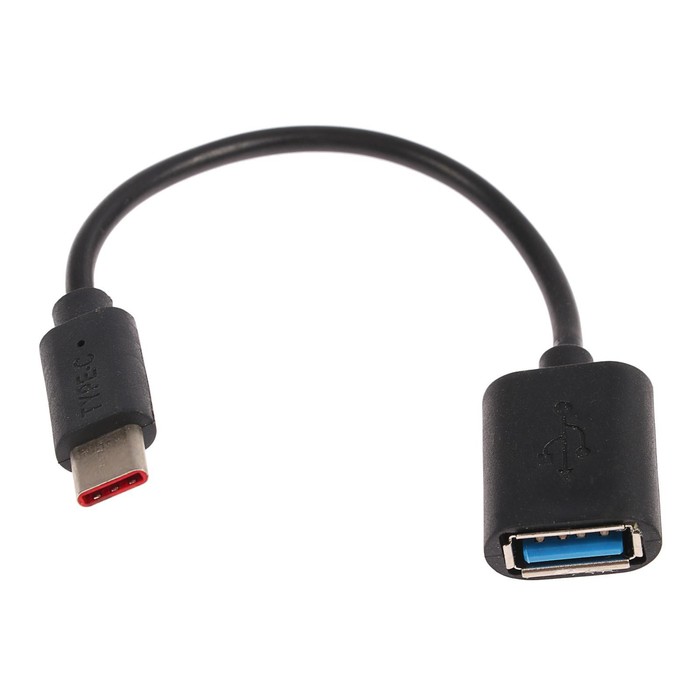 OTG кабель Luazon, Type-C - USB, 1 А, 0.14 м, чёрный
