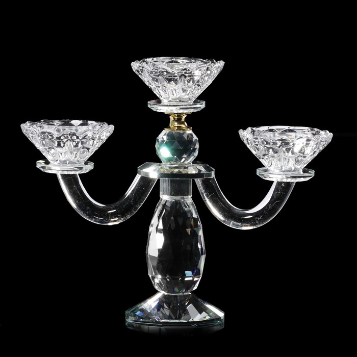 Подсвечник стекло на 3 свечи "Цветы" 18х21,5х7 см