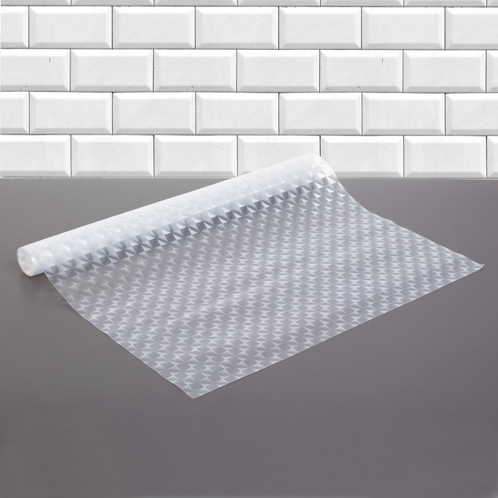 Коврик противоскользящий "Ромбики" 45х100 см, цвет белый