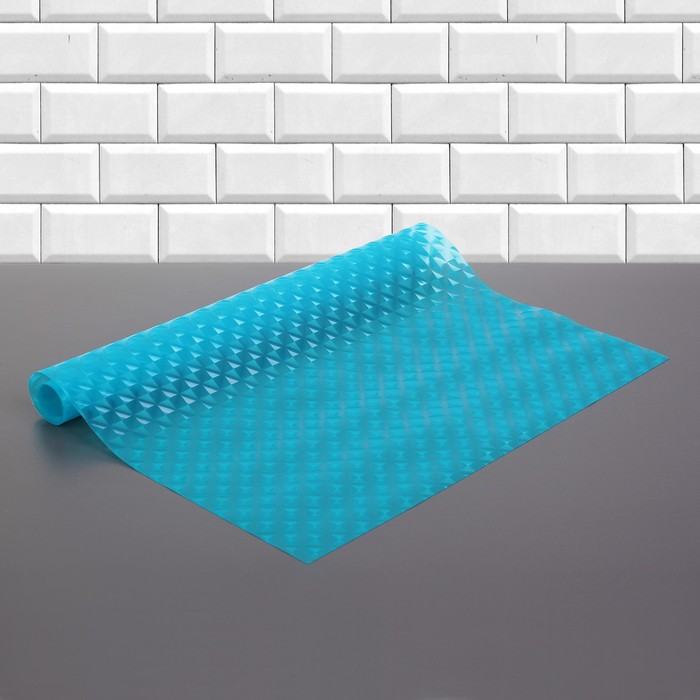 Коврик противоскользящий "Ромбики" 45х100 см, цвет синий
