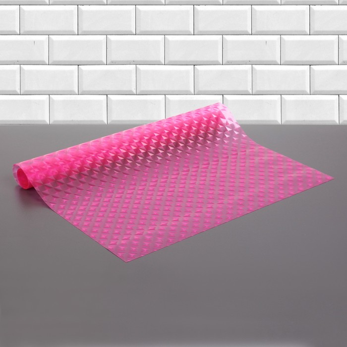 Коврик противоскользящий "Ромбики" 45х100 см, цвет розовый