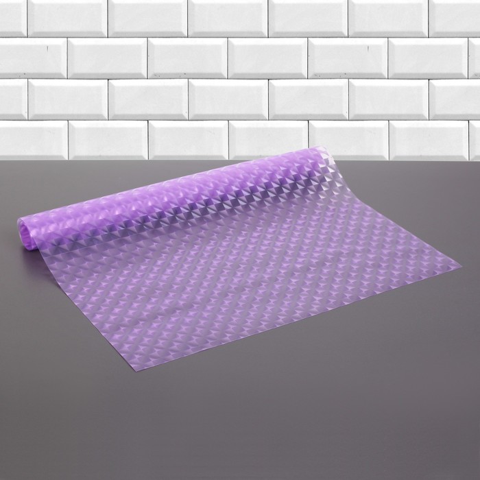 Коврик противоскользящий "Ромбики" 45х100 см, цвет фиолетовый