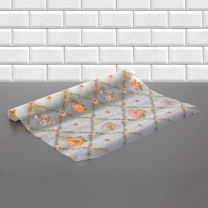 Коврик противоскользящий "Цветы" 45х100 см
