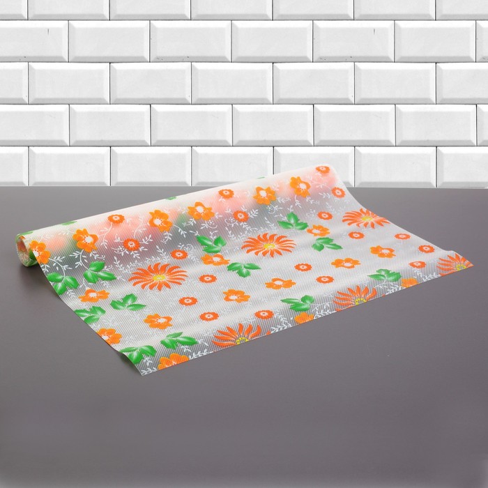 Коврик противоскользящий "Цветочки" 45х100 см