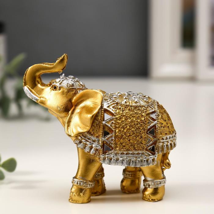 Сувенир полистоун Золотой слон в зеркальной попоне 8,5х9,2х3,7 см МИКС сувенир полистоун слонёнок в золотой попоне с кристаллами 10 5х11х4 5 см