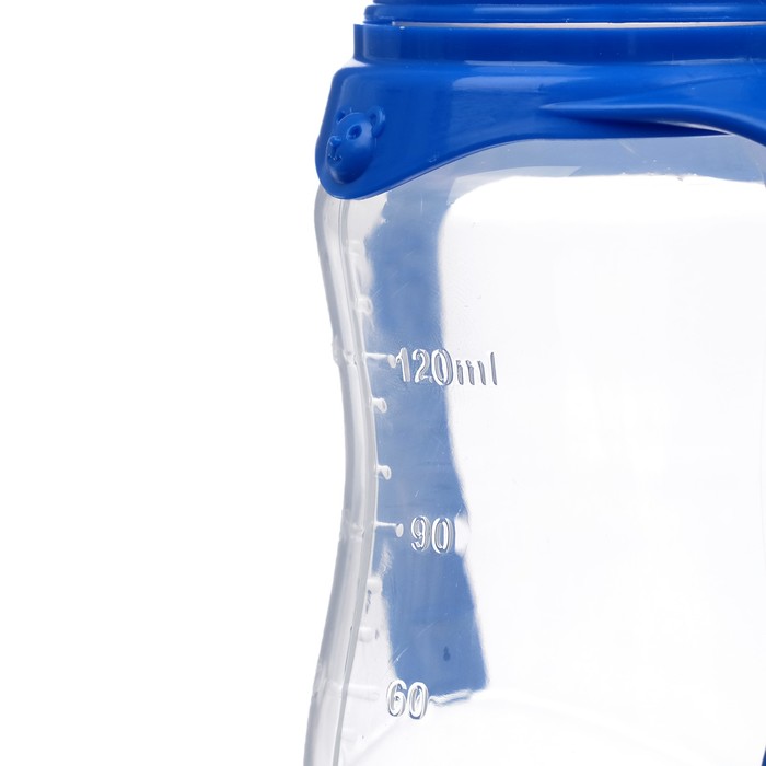 Бутылочка для кормления детская приталенная, с ручками, 150 мл, от 0 мес., цвет синий