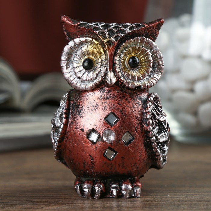 Сувенир полистоун "Филин Аристарх с зеркальными вставками" 7х5х4,5 см