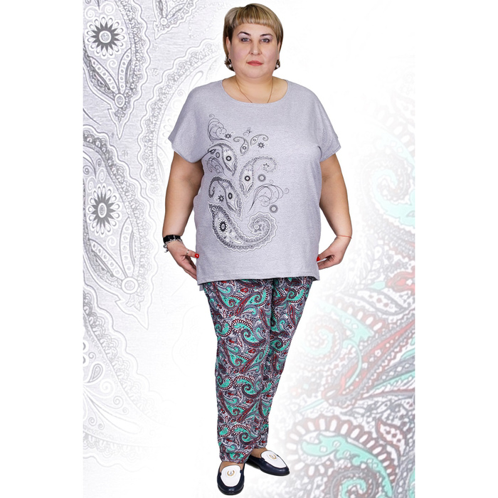 Комплект женский (футболка, брюки) "Диор" цвет серый, р-р 54