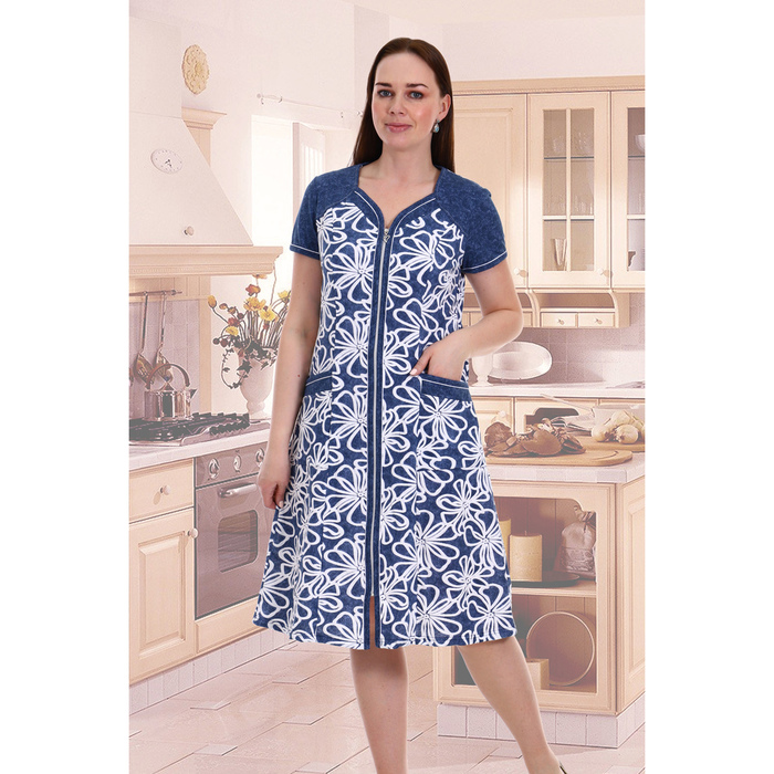 Халат женский на молнии 1275 цвет синий, р-р 48