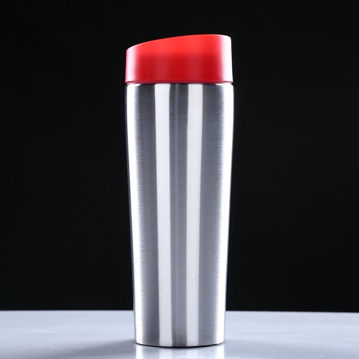 Термокружка "Практик", 380 мл, 304 нерж сталь, сохраняет тепло 12 ч, хромированная, 7х20 см