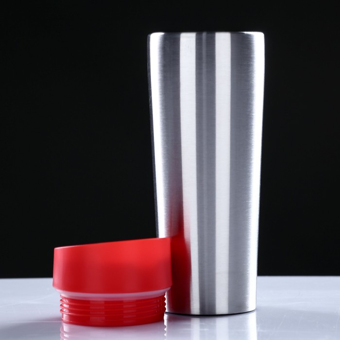 Термокружка "Практик", 380 мл, 304 нерж сталь, сохраняет тепло 12 ч, хромированная, 7х20 см