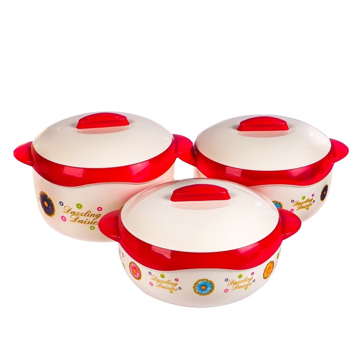 Ланч-бокс набор 3в1: 1.3 л, 1.6 л, нерж сталь 201, 4 ч, микс, 25х22х15 см