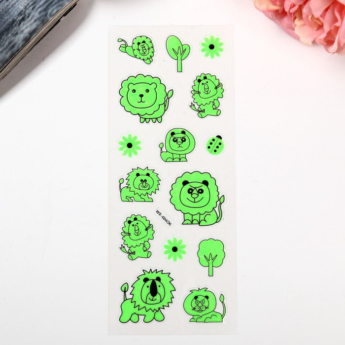 Наклейка пластик фосфорная "Картинки" МИКС 20х7,5 см