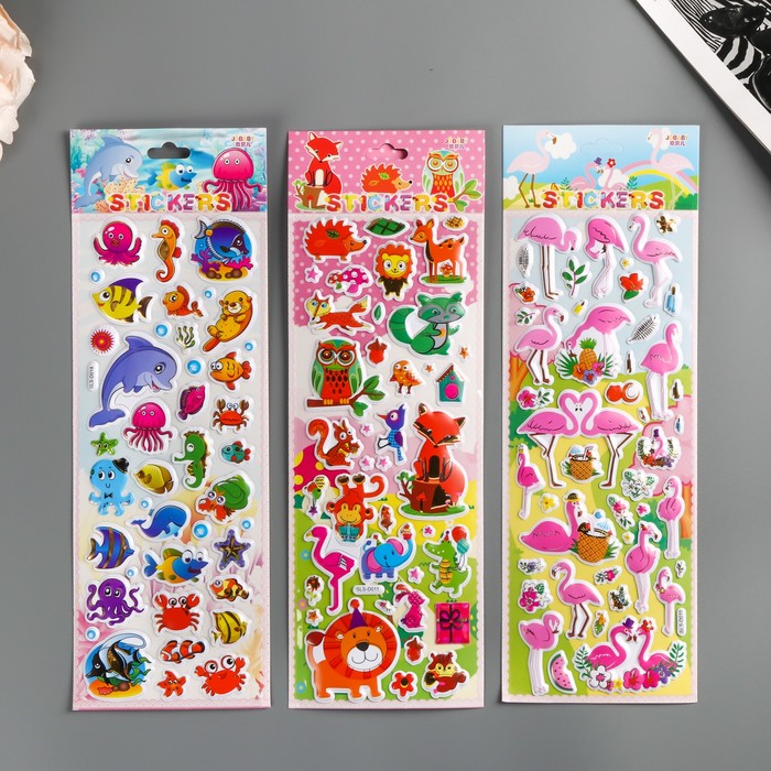 Наклейка пластик с золотом "Звери и птицы" МИКС 31,5х13,5 см