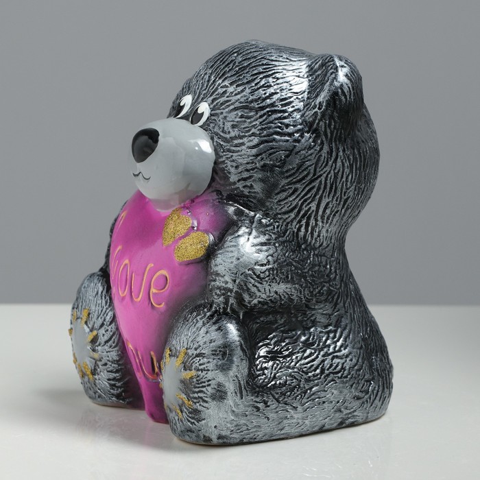 Копилка "Мишка с сердечком" 16 см, микс