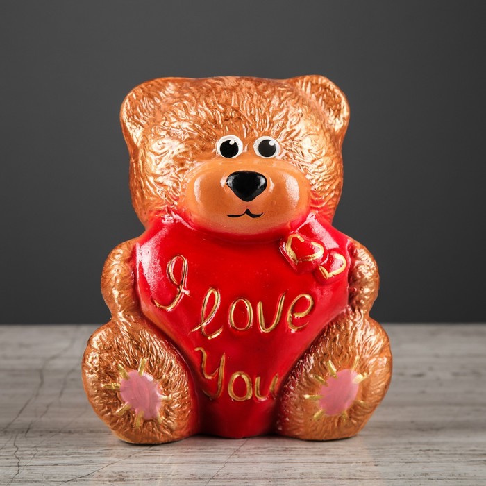 Копилка "Мишка с сердечком" 16 см, микс