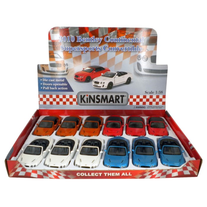 Машина металлическая Bentley Continental Supersports Convertible, масштаб 1:38, открываются двери, инерция, МИКС