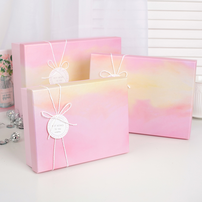 Набор коробок 3в1 "Розовый закат", 28,5 х 21 х 9 - 23 х 17 х 6,5 см