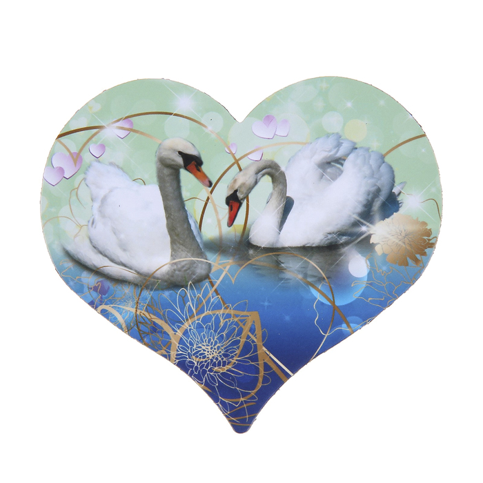 Магнитный винил "Сердце. Лебеди" 9х8 см