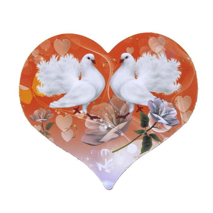 Магнитный винил "Сердце. Голуби" 9х8 см МИКС