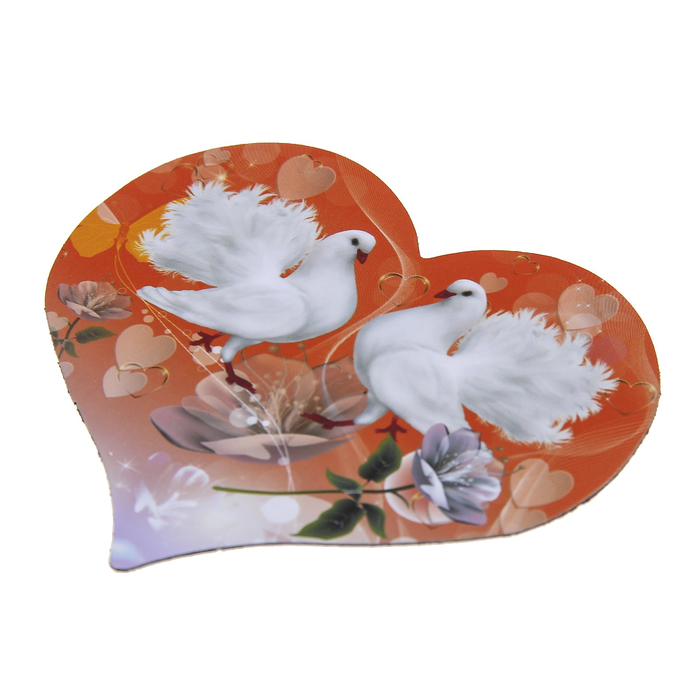 Магнитный винил "Сердце. Голуби" 9х8 см МИКС