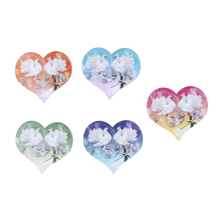 Магнитный винил "Сердце. Голуби" 9х8 см МИКС