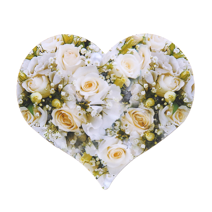 Магнитный винил "Сердце. Цветы" 9х8 см МИКС