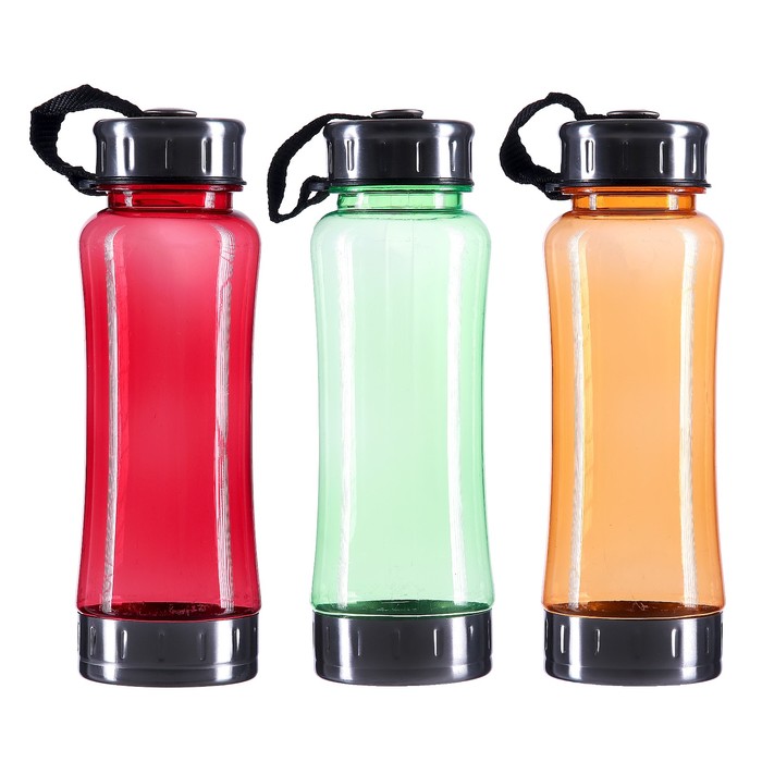 Бутылка для воды 700 мл, со шкалой, на ремешке, пластик AS, микс, 7х7х22.5 см