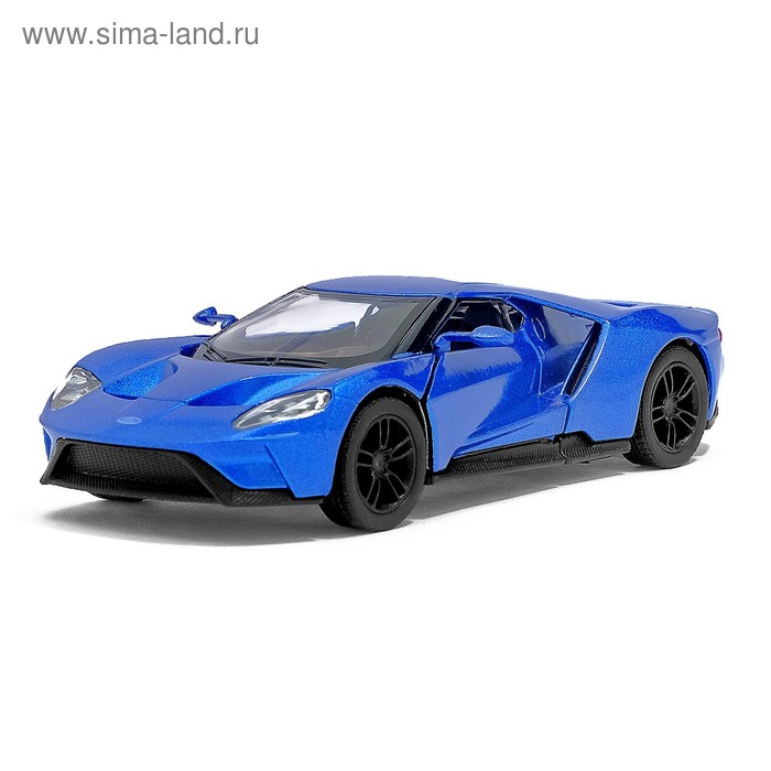 Металлический транспорт Машина металлическая Ford GT, 1:38, открываются двери, инерция, цвет синий