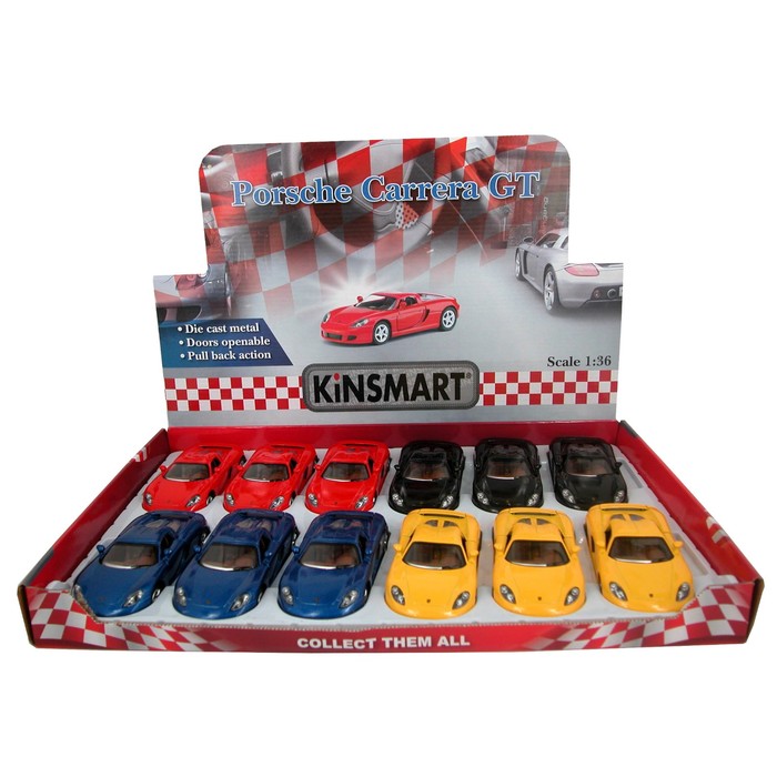 Машина металлическая Porsche Carrera GT, масштаб 1:36, открываются двери, инерция, МИКС