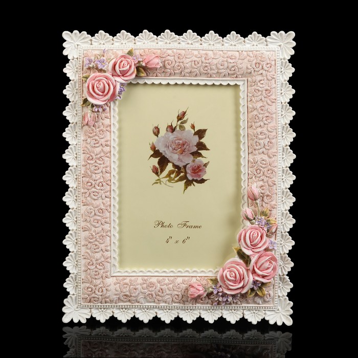 Фоторамка полистоун 10х15 см "Нежные розы" 20х16,5х2,5 см