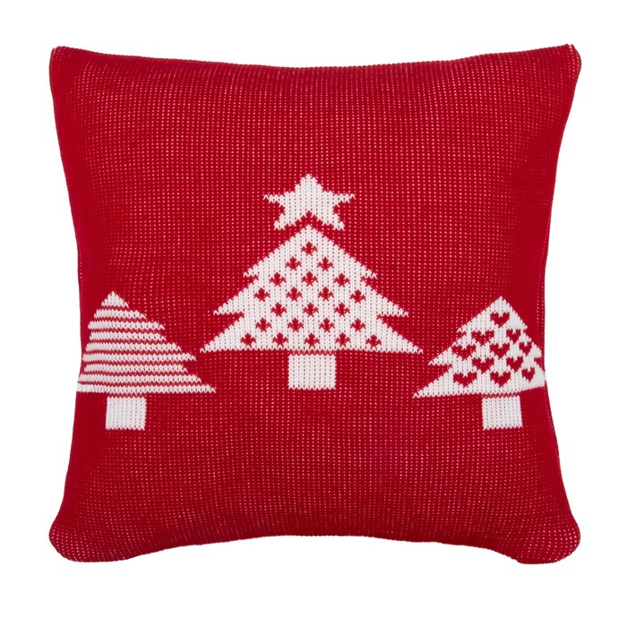 Наволочка вязаная "Этель" Елки, 35х35 см, 100% полиэстер