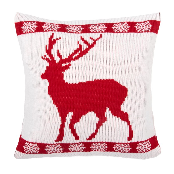 Наволочка вязаная "Этель" Олень, 35х35 см, 100% полиэстер