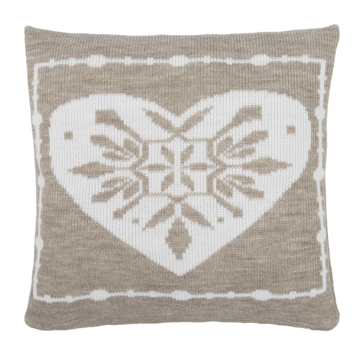 Наволочка вязаная "Этель" Сердце, 35х35 см, 100% полиэстер