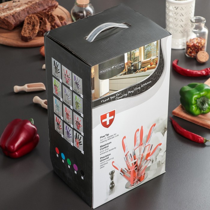 Набор "Лизард", 7 предметов на подставке: 5 ножей 8/12,5/19,5/20/20 см, мусат, ножницы