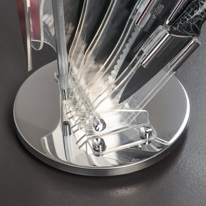 Набор "Лизард", 7 предметов на подставке: 5 ножей 8/12,5/19,5/20/20 см, мусат, ножницы