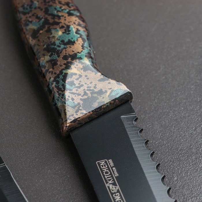 Набор "Хаки", 7 предметов на подставке: 5 ножей 8/12,5/19,5/20/20 см, мусат, ножницы