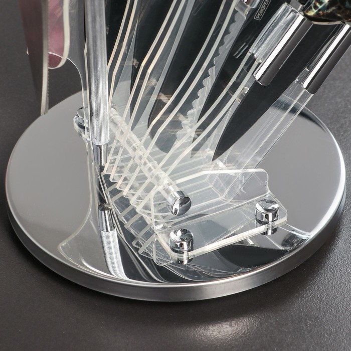 Набор "Хаки", 7 предметов на подставке: 5 ножей 8/12,5/19,5/20/20 см, мусат, ножницы