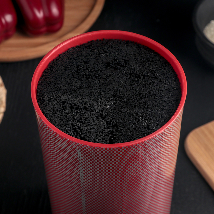 Набор кухонный "Каре", 5 ножей в подставке, лезвия 8/12,5/19,5/20/20, цвет красный