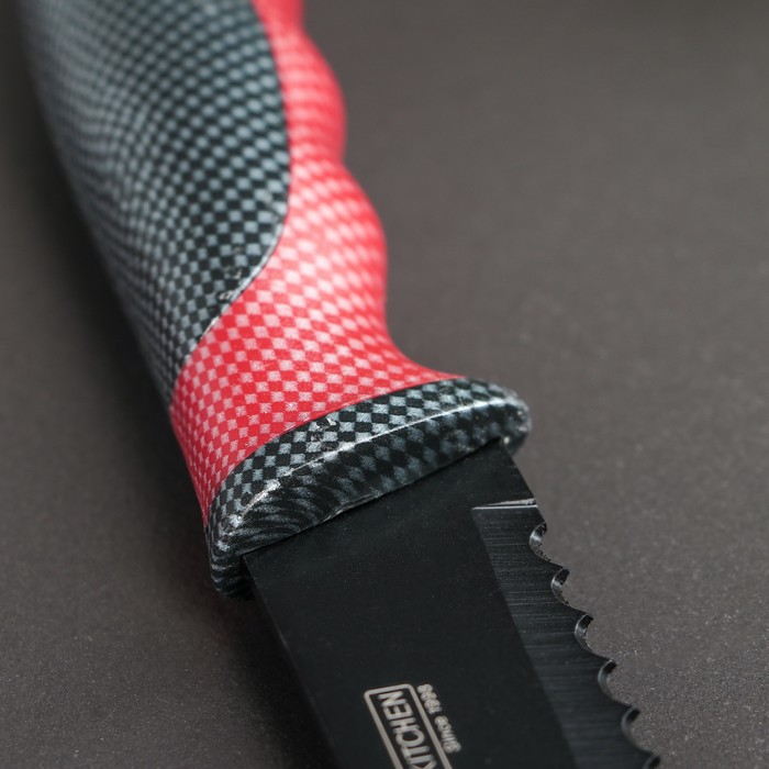 Набор кухонный "Каре", 5 ножей в подставке, лезвия 8/12,5/19,5/20/20, цвет красный